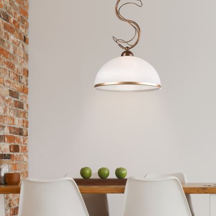 Pendelleuchte COBRA mit Stange 1xE27/60W/230V Ø 30 cm Bronze/Patina