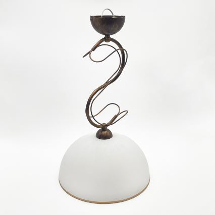 Pendelleuchte COBRA mit Stange 1xE27/60W/230V Ø 30 cm Bronze/Patina