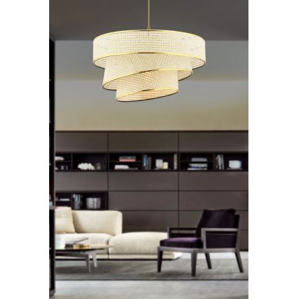 Pendelleuchte COUPER mit Kabel 1xE27/60W/230V creme/gold