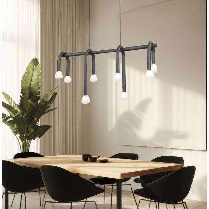 Pendelleuchte DELORI mit Kabelaufhängung, 8xG9/28W/230V, schwarz