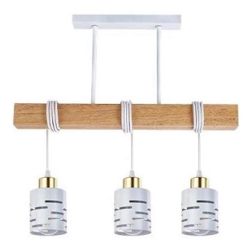 Pendelleuchte ELEN mit Kabelaufhängung, 3x E27, 35W, 230V – Weiß/Gold/Braun
