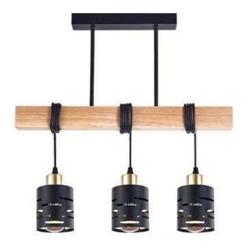 Pendelleuchte ELEN mit Seilaufhängung 3xE27/35W/230V schwarz/gold/braun