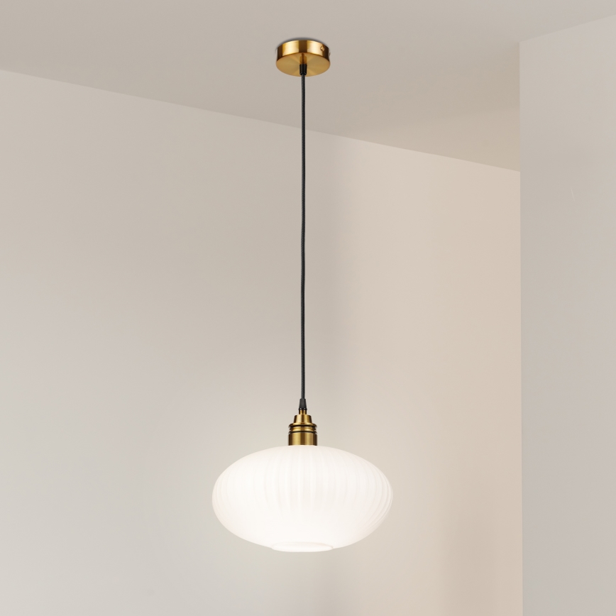 Pendelleuchte HECTOR an Kabel 1xE27/15W/230V weiß/messing Ø 30 cm