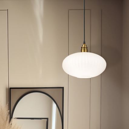 Pendelleuchte HECTOR an Kabel 1xE27/15W/230V weiß/messing Ø 30 cm
