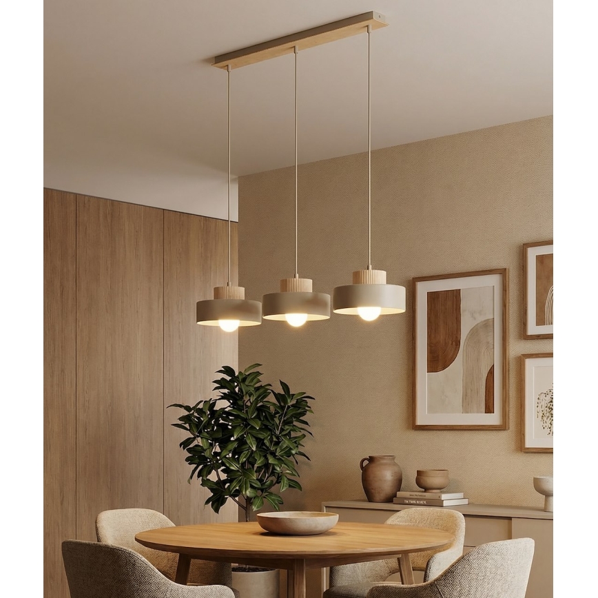 Pendelleuchte KIVI 3xE27/15W/230V beige