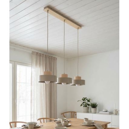 Pendelleuchte KIVI 3xE27/15W/230V beige