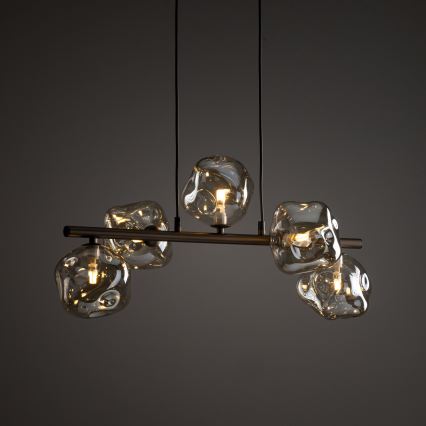 Pendelleuchte LAVA an Kabel 5xG9/8W/230V Bronze/rauchiges Beige