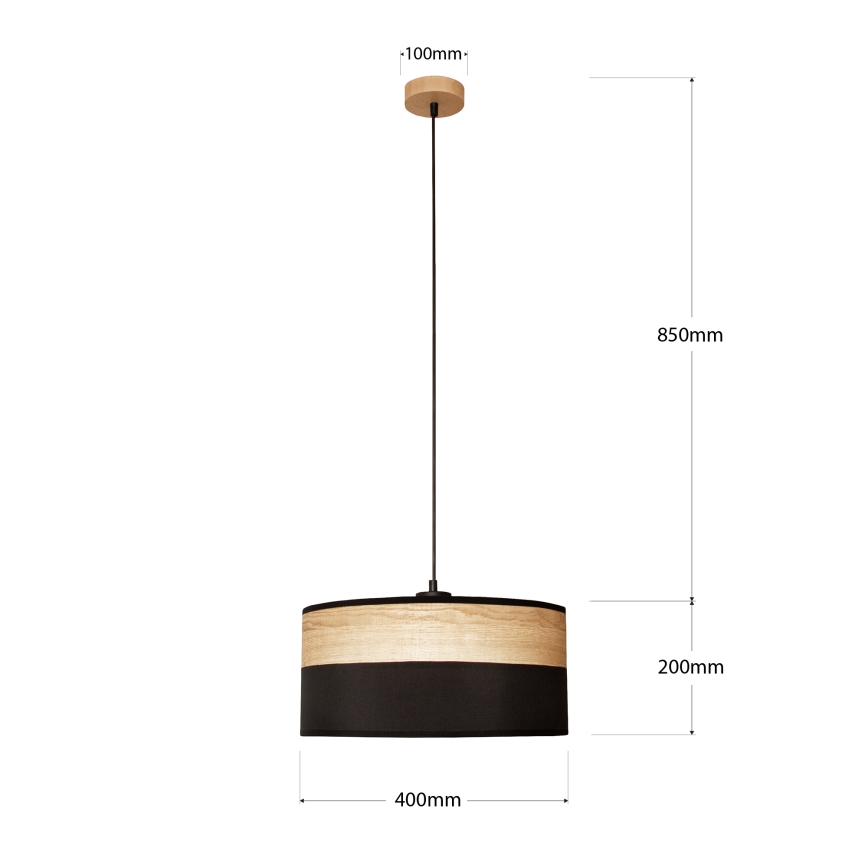Pendelleuchte mit Kabel ALBA 1xE27/15W/230V Ø 40 cm schwarz/braun