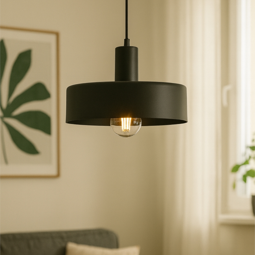 Pendelleuchte mit Kabel ARCANE 1xE27/60W/230V schwarz