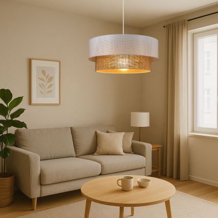 Pendelleuchte mit Kabel BORHO 1xE27/60W/230V weiß/jute