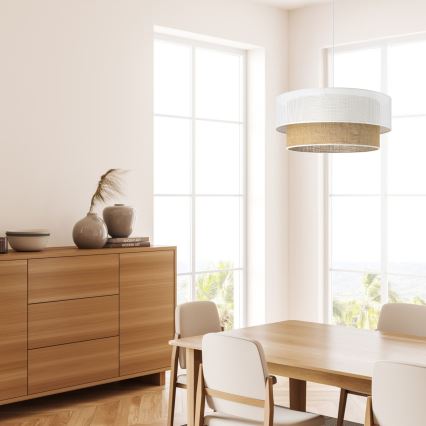 Pendelleuchte mit Kabel BORHO 1xE27/60W/230V weiß/jute