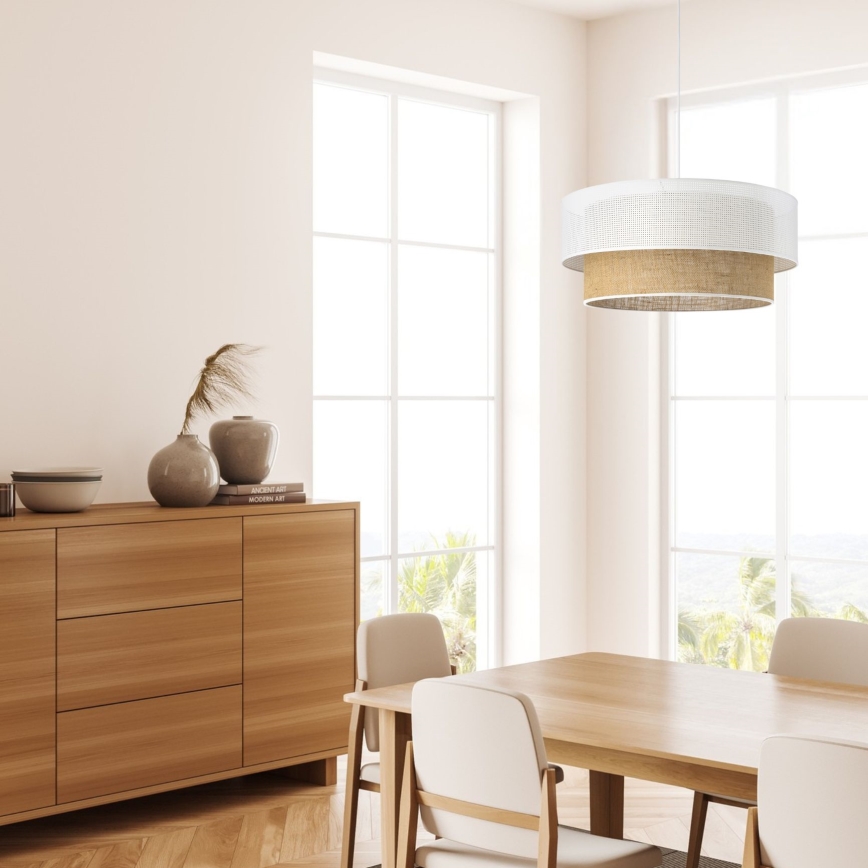 Pendelleuchte mit Kabel BORHO 1xE27/60W/230V weiß/jute