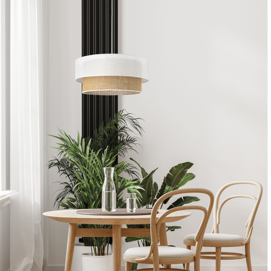 Pendelleuchte mit Kabel BORHO 1xE27/60W/230V weiß/jute