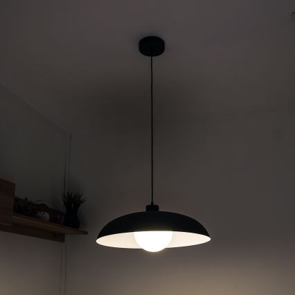 Pendelleuchte mit Kabel ECLIPSE 1xE27/15W/230V schwarz/weiß
