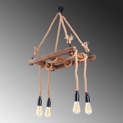 Pendelleuchte mit Kabel EREBOS 4xE27/40W/230V braun
