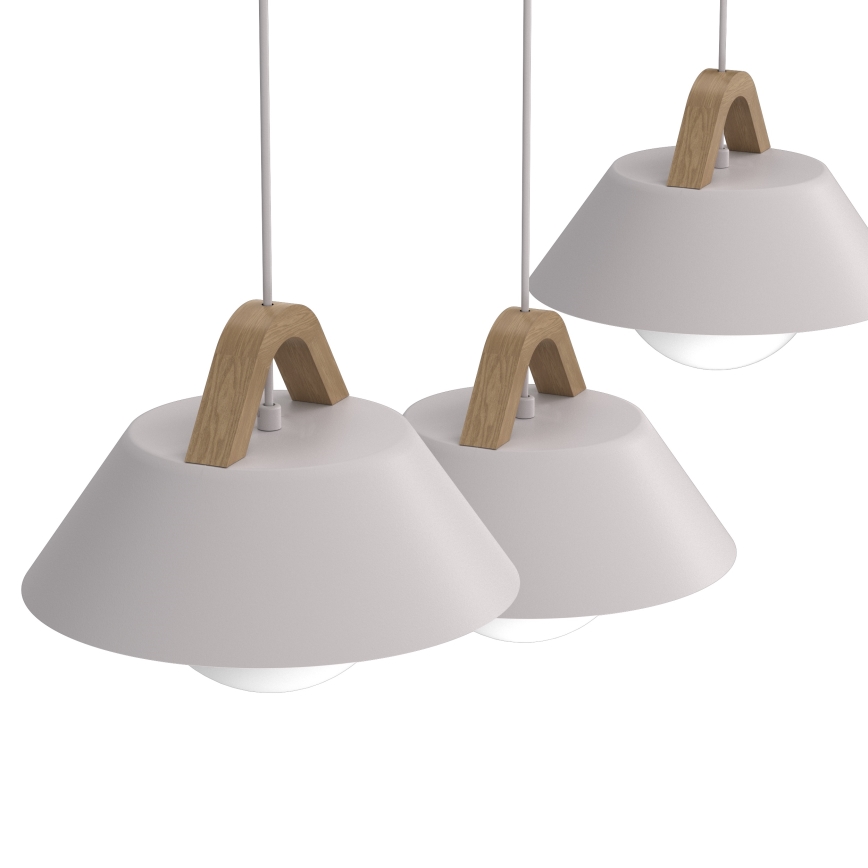 Pendelleuchte mit Kabel FUNDA 3xE27/15W/230V cremefarben