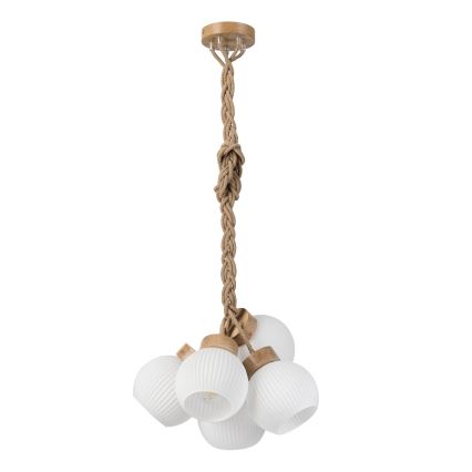 Pendelleuchte mit Kabel LOOMIS 5xE27/15W/230V 130 cm beige/Eiche
