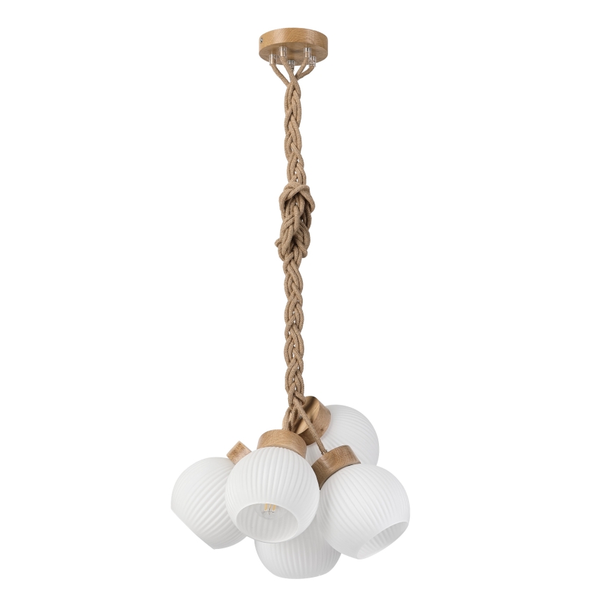 Pendelleuchte mit Kabel LOOMIS 5xE27/15W/230V 130 cm beige/Eiche
