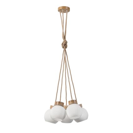Pendelleuchte mit Kabel LOOMIS 5xE27/15W/230V 130 cm beige/Eiche