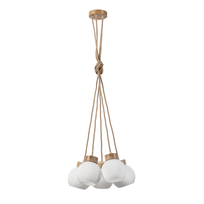 Pendelleuchte mit Kabel LOOMIS 5xE27/15W/230V 130 cm beige/Eiche