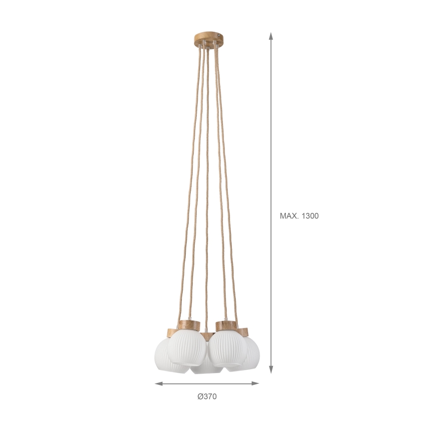 Pendelleuchte mit Kabel LOOMIS 5xE27/15W/230V 130 cm beige/Eiche