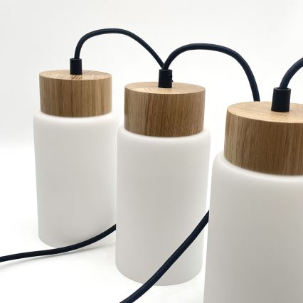 Pendelleuchte mit Kabel MARKUS 5xE27/15W/230V schwarz/Eiche