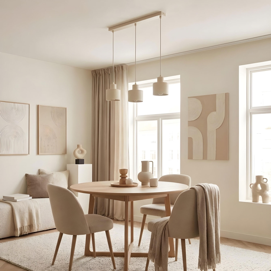 Pendelleuchte mit Kabel PARKLA 3xE27/15W/230V beige