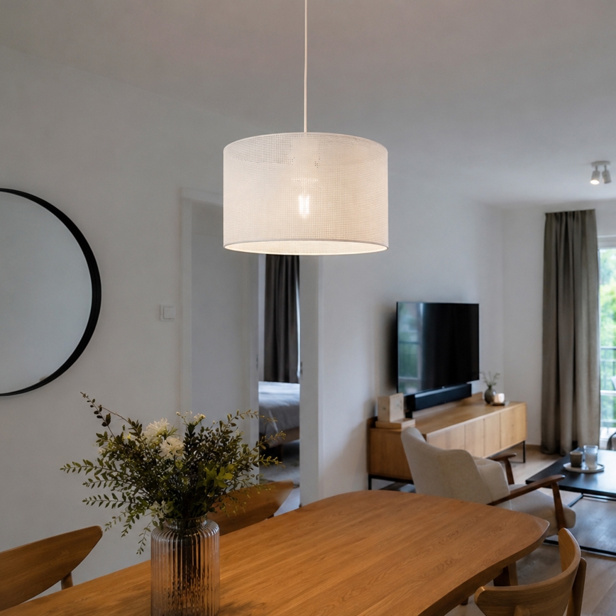 Pendelleuchte mit Kabel SIRJA PLISADO 1xE27/15W/230V Ø 35 cm weiß