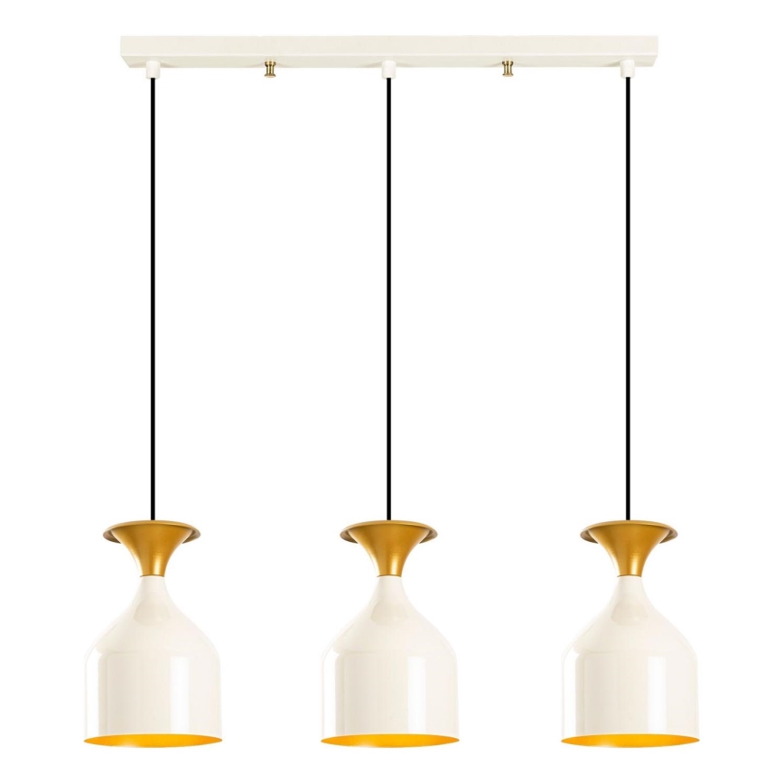 Pendelleuchte mit Kabel SIVANI 3xE27/40W/230V weiß/kupfer