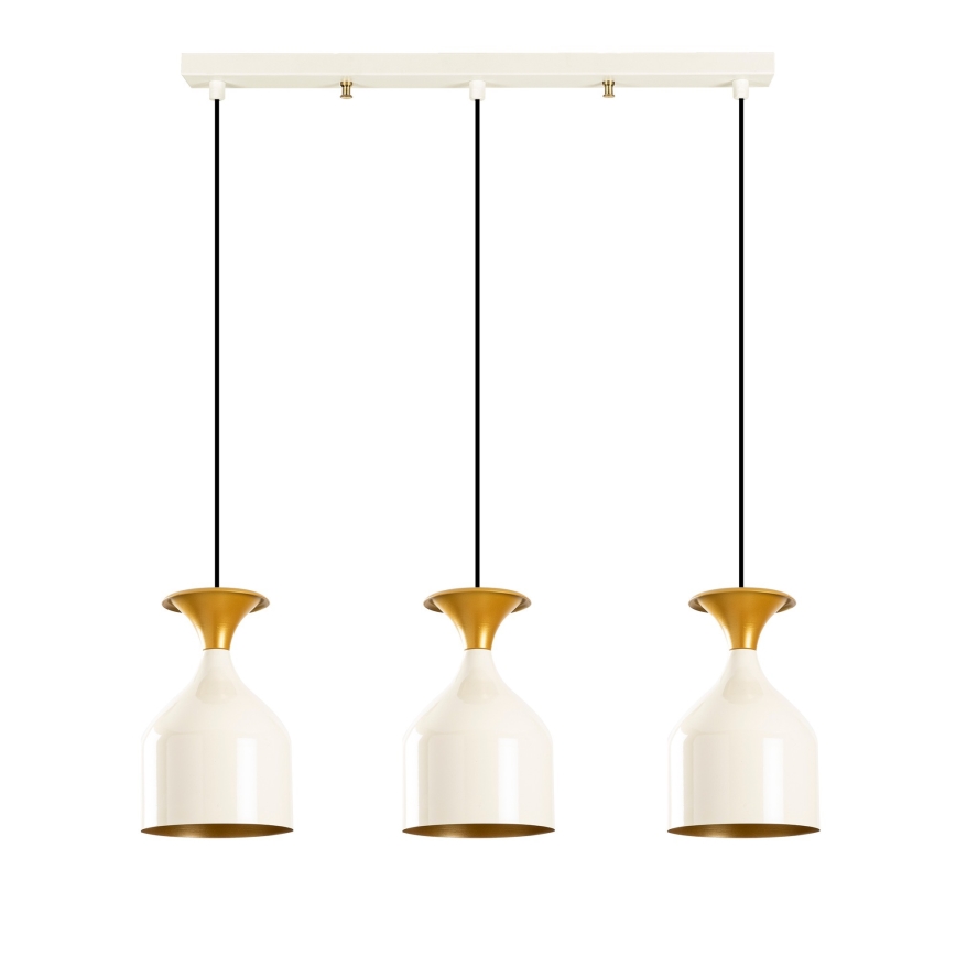 Pendelleuchte mit Kabel SIVANI 3xE27/40W/230V weiß/kupfer