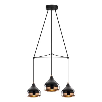 Pendelleuchte mit Kabel YILDO 3xE27/40W/230V schwarz/kupfer