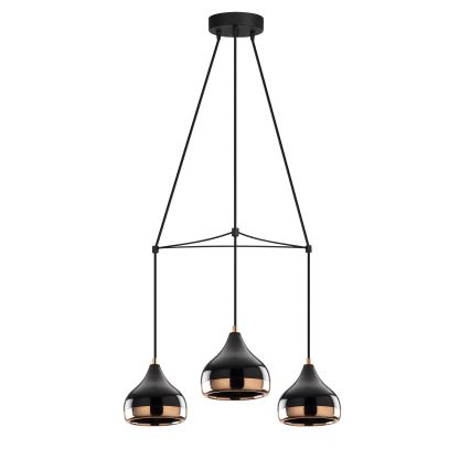 Pendelleuchte mit Kabel YILDO 3xE27/40W/230V schwarz/kupfer
