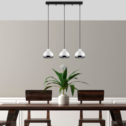Pendelleuchte mit Kabel YILDO 3xE27/40W/230V weiß/schwarz