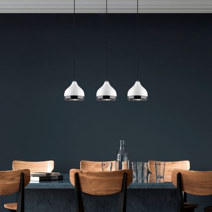 Pendelleuchte mit Kabel YILDO 3xE27/40W/230V weiß/schwarz