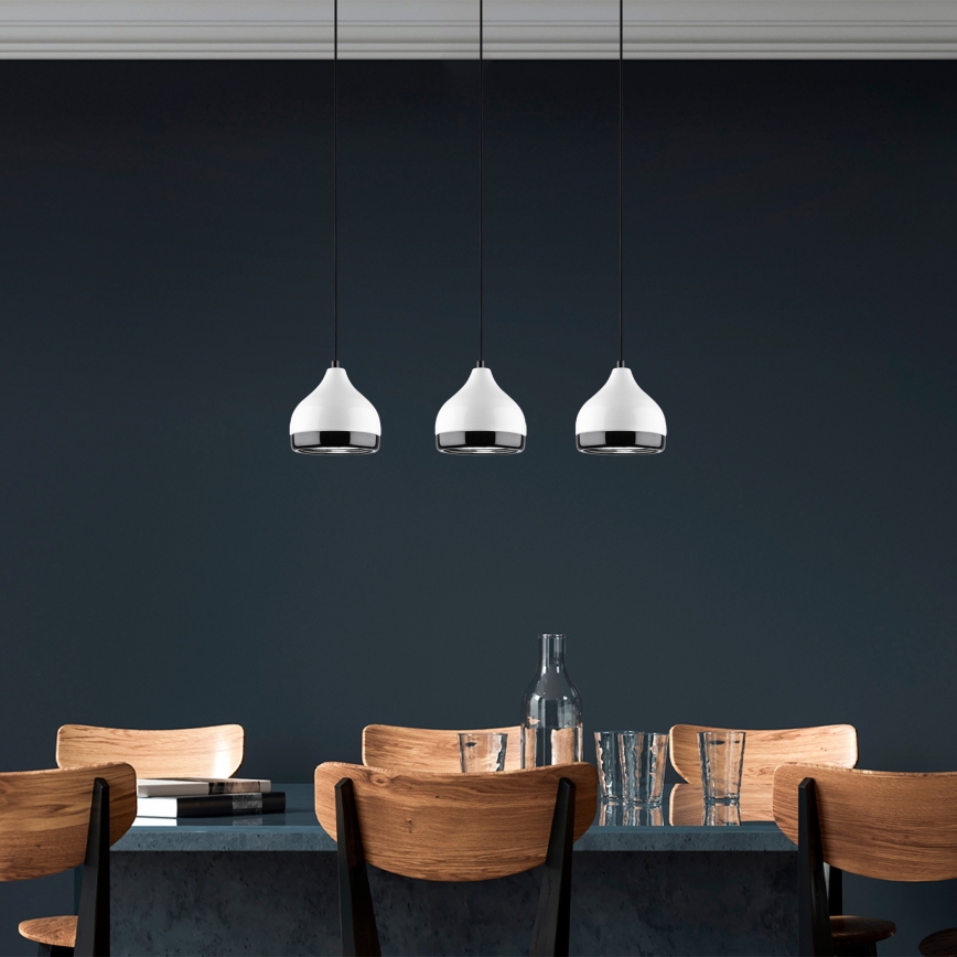 Pendelleuchte mit Kabel YILDO 3xE27/40W/230V weiß/schwarz