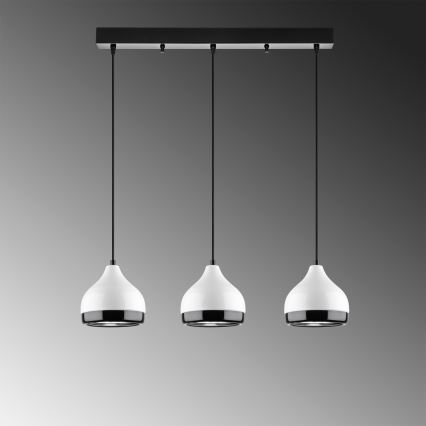 Pendelleuchte mit Kabel YILDO 3xE27/40W/230V weiß/schwarz
