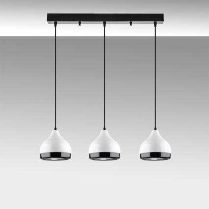 Pendelleuchte mit Kabel YILDO 3xE27/40W/230V weiß/schwarz
