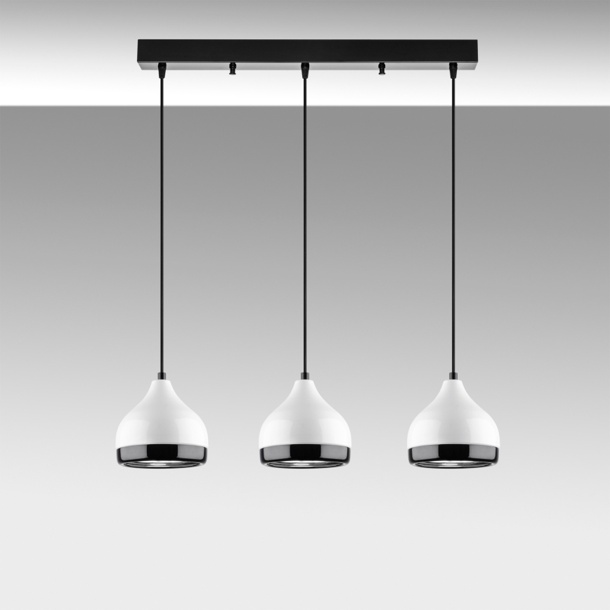Pendelleuchte mit Kabel YILDO 3xE27/40W/230V weiß/schwarz