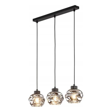 Pendelleuchte mit Kabel ZULIA 3xE27/15W/230V schwarz/rauchschwarz