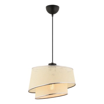 Pendelleuchte mit Kabelaufhängung BARETTE 1xE27/60W/230V cremefarben/glänzender Chrom