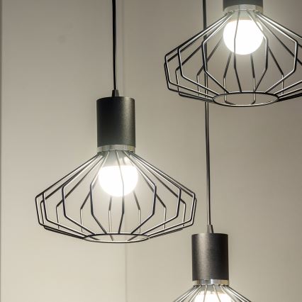 Pendelleuchte mit Kabelaufhängung SOLANO 3xE27/15W/230V schwarz/hochglanzchrom