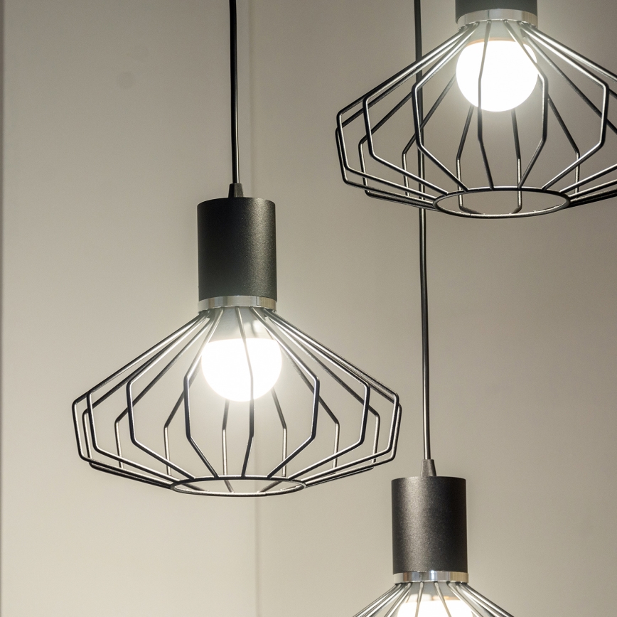 Pendelleuchte mit Kabelaufhängung SOLANO 3xE27/15W/230V schwarz/hochglanzchrom