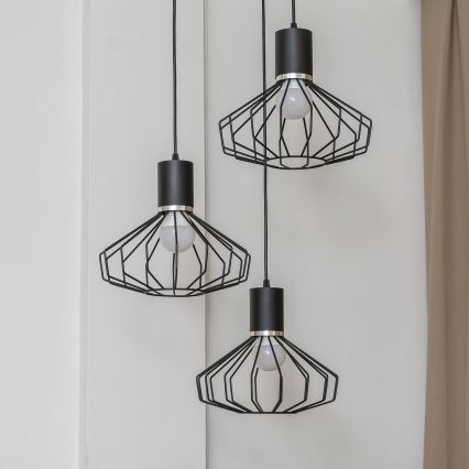 Pendelleuchte mit Kabelaufhängung SOLANO 3xE27/15W/230V schwarz/hochglanzchrom