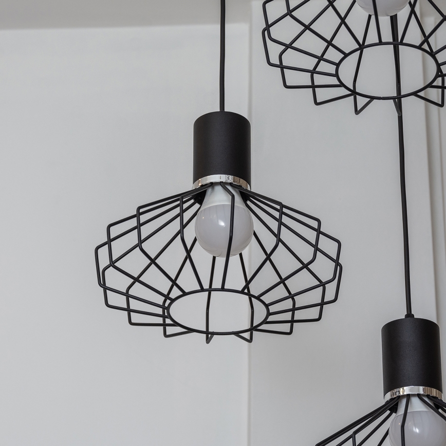 Pendelleuchte mit Kabelaufhängung SOLANO 3xE27/15W/230V schwarz/hochglanzchrom