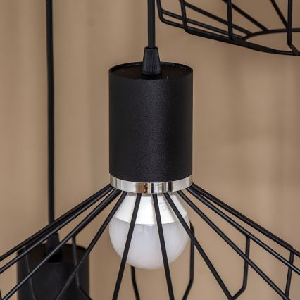 Pendelleuchte mit Kabelaufhängung SOLANO 3xE27/15W/230V schwarz/hochglanzchrom