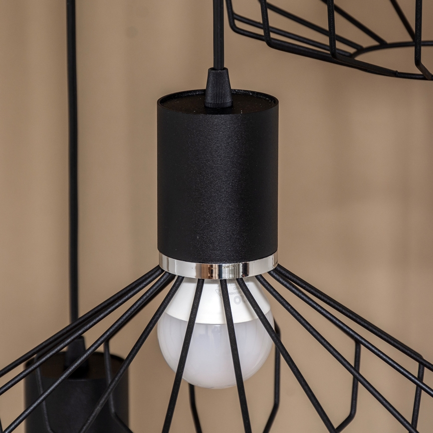 Pendelleuchte mit Kabelaufhängung SOLANO 3xE27/15W/230V schwarz/hochglanzchrom