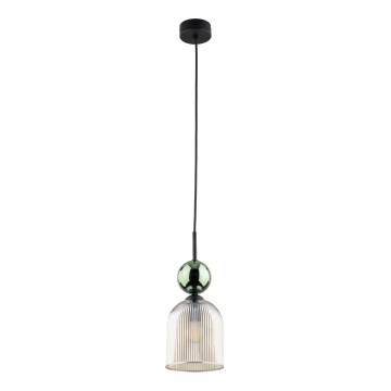 Pendelleuchte mit Kabelaufhängung SOPHIA 1xE14/10W/230V schwarz/grün/rauchiges Beige