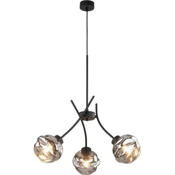 Pendelleuchte mit Kabelaufhängung ZULIA 3xE27/15W/230V schwarz/rauchschwarz