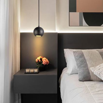 Pendelleuchte mit Seilaufhängung 1x GU10/10W/230V, Ø 11 cm, Massivholz/Esche