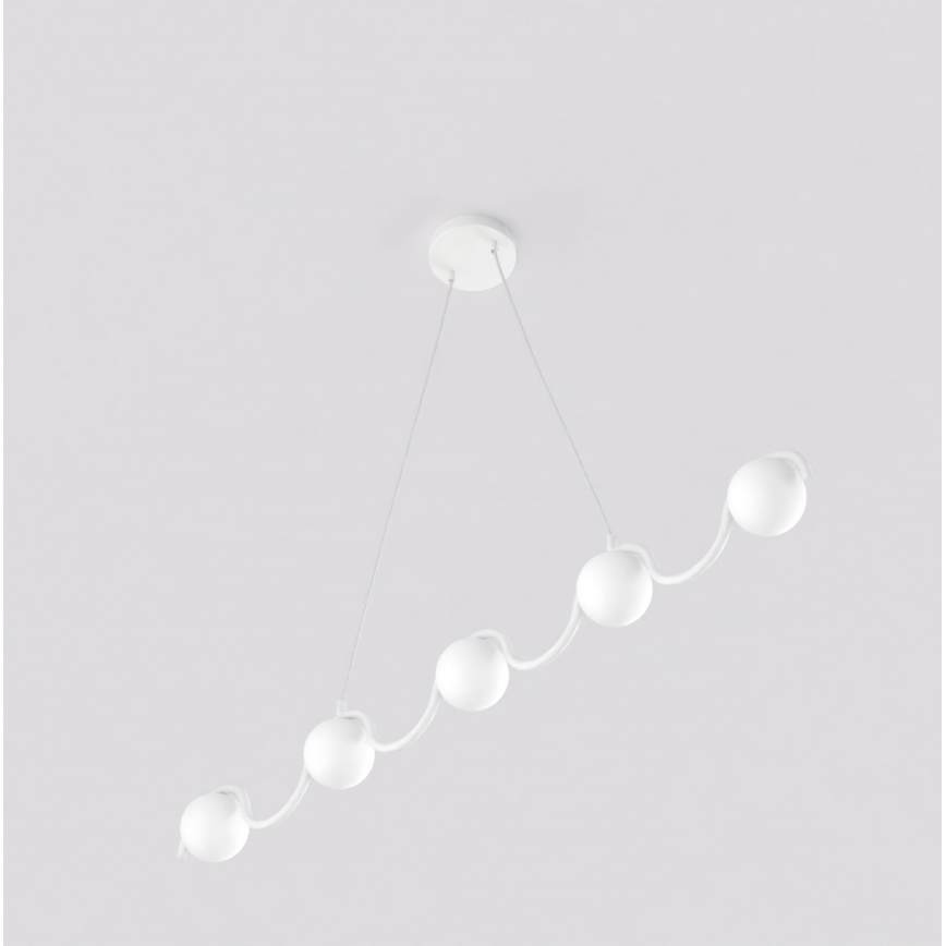 Pendelleuchte mit Seilaufhängung SINUS 5xG9/8W/230V weiß